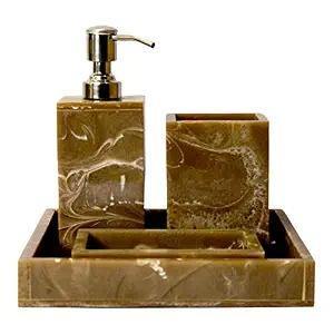 Resin Waterproof Eco-Friendly Rectangle Handmade Four-piece Luxury Bathroom <b>Soap</b> Accessories <b>Sets</b> for Home - Product Image 3
