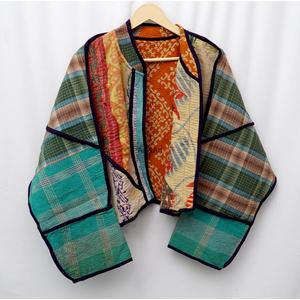 <b>ART</b>&<b>ART</b> Traditional Handmade Premium Cotton Kantha Jacket Eco-Friendly Vintage Autumn Party Wear Women's Outerwear Open Closure - Product Image 3