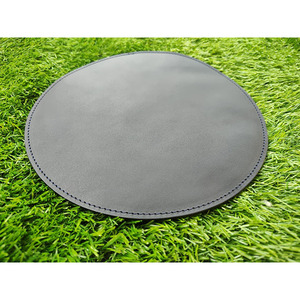 Alfombrilla de Ratón Redonda, Lisa, Azul Marino, de Cuero Vacuno, Superficie Circular, Borde Cosido, Base de Gamuza Genuina - Product Image 5