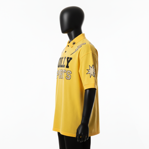 <b>Men's</b> Premium 220 GSM Cotton Blend Pique <b>Polo</b> <b>Shirt</b> <b>Yellow</b> Breathable Soft Feel Heat Transfer Custom Logo moisture wicking - Product Image 3