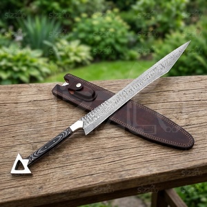 Espada de fantasía hecha a mano de acero de Damasco, hoja larga, espada medieval coleccionable personalizada con funda de cuero, OEM, el mejor regalo para él. - Product Image 4