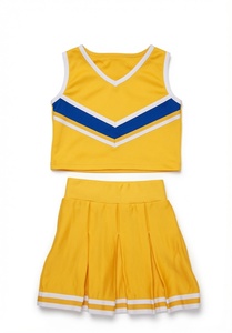 Uniforme de Animadoras Sublimado Personalizado en Amarillo y Blanco, Top Corto sin Mangas, Falda Plisada, Ropa Deportiva para Equipos, Prendas OEM - Product Image 2