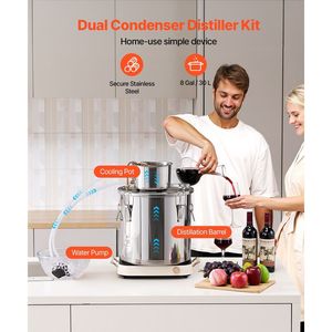 8 Gal/30 L Stainless Steel Home Brewing <b>Distillation</b> Equipment <b>Water</b> Alcohol Fermentation Kit Copper Coil <b>Water</b> <b>Distiller</b> - Product Image 2