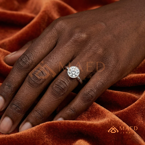 925 Sterling <b>Silver</b> Round Cut Bezel Halo Engagement <b>Ring</b> Women Milgrain Edge <b>Solitaire</b> American Diamond CZ Wedding <b>Ring</b> - Product Image 3