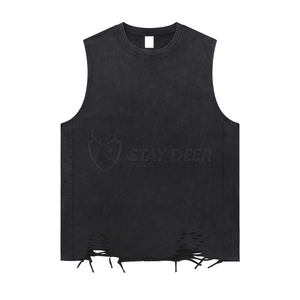 เสื้อกล้ามผู้ชายโลโก้สั่งทำ ผ้าฝ้าย 100% เสื้อแขนกุดขายส่งจำนวนมาก เสื้อกล้ามออกกำลังกายเรียบๆ สำหรับพิมพ์ลาย - Product Image 3