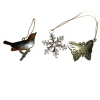 Ensemble d'ornements de Noël suspendus en métal, Arbre argenté, Oiseau en cuivre, Oiseau vert, Cœur de fille noire, Vente en gros, Décoration de salon