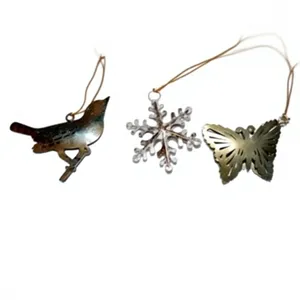 Metal Christmas Hanging Ornament Set Silver Tree Copper Bird Green Bird Black Girl <b>Heart</b> Wholesale Living Room <b>Decoration</b> - Product Image 3