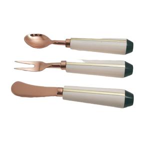 Ensemble de couverts en résine blanche fabriqués à la main en Inde, directement de l'usine, 12 pièces, avec serveur à salade en acier inoxydable et résine, pour la cuisine domestique, meilleur prix - Product Image 1