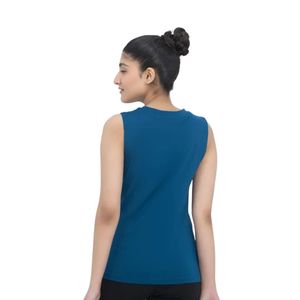 Débardeur ajusté bleu sans manches à col rond pour femme – Basique décontracté extensible pour le quotidien – Vêtements de mode féminins - Product Image 6