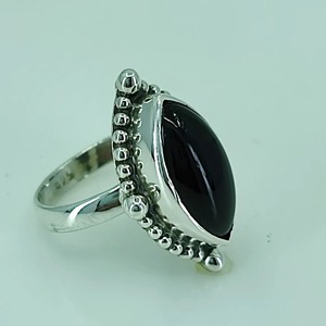 Black Onyx <b>Ring</b> 925 Sterling <b>Silver</b> Handmade Boho <b>Statement</b> Promise <b>Ring</b> for Women Natural Black Onyx Marquise July Birthstone - Product Image 6