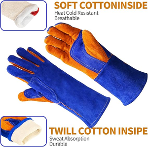 Cow Split Polyethylene Anti-static Welding <b>Gloves</b> with Safety Cuff Touchscreen 7 oz <b>Long</b> Cowhide Industrial Work Protection - Product Image 1