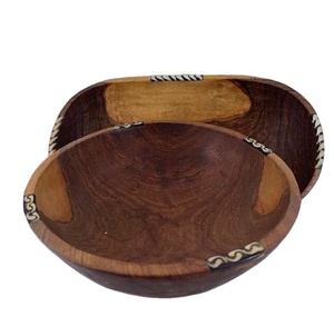 <b>Large</b> Wooden <b>Bowl</b> Fruit <b>Serving</b> Decorative Salad <b>Bowl</b> Carved - Product Image 1
