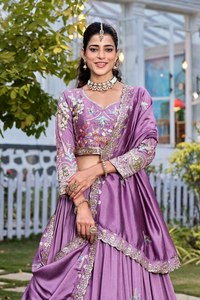 Lehenga Choli de Seda Pura de Alta Calidad con Bordado de Lentejuelas, Traje de Novia Indio para Bodas y Fiestas, al Mejor Precio para Damas - Product Image 3