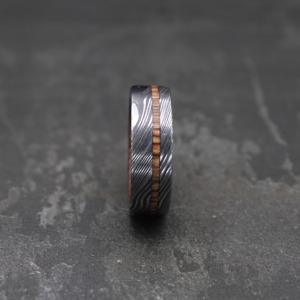 Handmade Damascus Steel & Brown <b>Wood</b> <b>Ring</b>, Unique Band Christmas Gift <b>Men</b> <b>Wedding</b> <b>Ring</b> Damascus <b>Wood</b> <b>Ring</b> <b>Men</b> Gift - Product Image 5