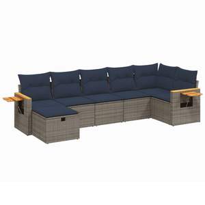 Ensemble de canapés de patio en polyrotin gris 7 pièces avec coussins, meubles d'extérieur durables - Product Image 2