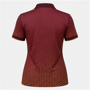 Polo à manches courtes pour femme, couleur bordeaux, micro-points, logo personnalisé, séchage rapide, sublimation, vêtements de sport pour le golf - Product Image 4