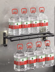 Porte-serviettes mural moderne à double barre en acier inoxydable, adhésif puissant, sans trace, pour salle de bain (OEM/ODM) - Product Image 1