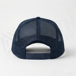 Unisex <b>Navy</b> Blue 6-Panel Trucker Cap Mesh Fabric Adjustable Back Casual Spring Summer <b>Hat</b> - Product Image 2