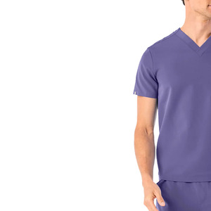 Blusa Médica Morada de Manga Corta con Cuello en V y Bolsillo en el Pecho para Hombre, Uniforme de Enfermero de Hospital - Product Image 6