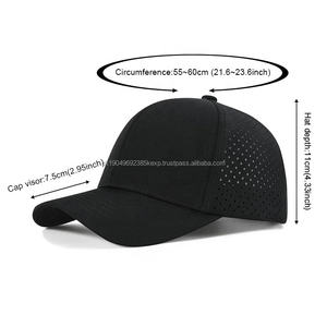 Gorra de béisbol de secado rápido de alta calidad, malla cortada con láser personalizada, 5 paneles, tela impermeable, ala curva, gorra Snapback, estilo ajustado - Product Image 3
