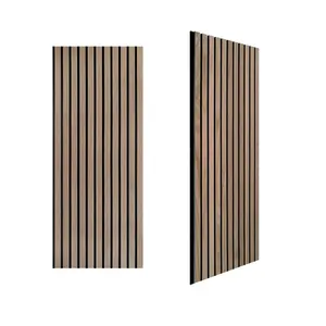 LinYi Akupanel walnut solid wood fluted wall panel wood slats acoustic soundproof panels wall