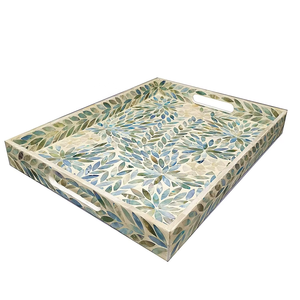 Juego al por mayor de 2 MOQ de bandeja de mosaico de madera rectangular con incrustaciones de nácar de Vietnam - Product Image 4