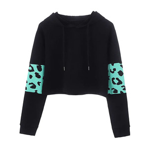 Wholesale OEM Custom Women Crop <b>Top</b> Hoodies <b>Winter</b> Autumn Breathable Eco-Friendly Canvas with Drawstring - Product Image 1