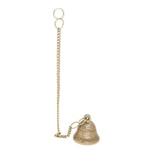 Campana Colgante de Latón para Templo con Cadena Bañada en Oro y Diseño Grabado para el Hogar, Mandir, Sala de Puja, Puerta Principal, Decoración Religiosa - Product Image 6