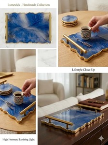 ถาดเสิร์ฟเรซิ่นเกรดอาหารคุณภาพดี พร้อมหูจับ ใช้ซ้ำได้อย่างปลอดภัย สำหรับเสิร์ฟขนมหวาน เครื่องดื่ม และของว่าง - Product Image 2