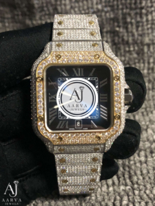 AARVA JEWELS ผู้ชายหรูหราสแควร์ มิโยตะนาฬิกากลไกอัตโนมัติขอบเพชรสแตนเลสสตีลหน้าปัดอนาล็อก-ดิจิตอล 38 มม.20 มม. - Product Image 1