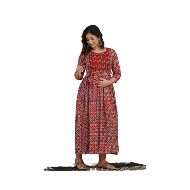 knee length dresses for ladies ZEYO Women Cotton Purple Heart Print Maternity & Feeding Night Suit main image 1