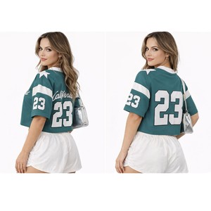 Maillot de football américain court pour femme, style streetwear, coupe oversize en mesh, haut de sport personnalisable avec numéro, style rétro, marque privée - Product Image 1