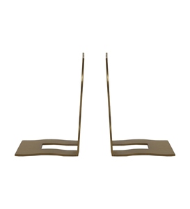 Unique design cast aluminum Gold bookends modern minimalist bookend set decorative book holder for <b>shelf</b> stylish bookshelf - Product Image 1