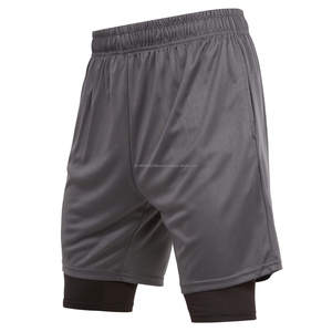 Venta al por mayor 100% poliéster para hombre 2 en 1 pantalones cortos atléticos para correr 7 pulgadas entrepierna entrenamiento gimnasio pantalones cortos de compresión para hombres - Product Image 1