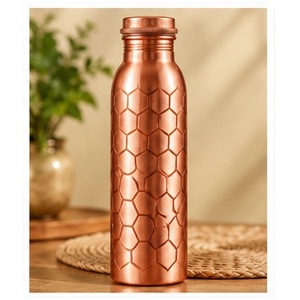 Botella de Agua de Cobre de Diseño con Patrón de Hojas, Portátil, para Viajes, Diseño Moderno - Product Image 5