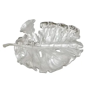 Luxury Gold Handmade Metal Tray with Premium Artisan Hammered TextureHandmade Metal Leaf <b>Decorative</b> <b>Plate</b> Polished Modern Plant - Product Image 4