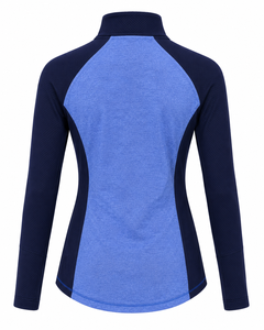 Women Navy Blue Heather Blue Quarter Zip Equestrian Base Layer Riding Shirt Breathable Stretch Training <b>Top</b> Custom OEM ODM - Product Image 2
