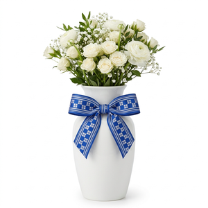 ริบบิ้นผ้าแจ็คการ์ดสีน้ำเงินรอยัลขนาด 25 มม. ของบริษัทนีลกามัล อินดัสทรีส์ สำหรับตกแต่งขอบของขวัญและเสื้อผ้า - Product Image 2