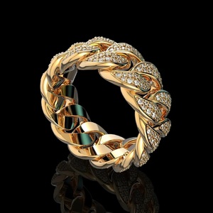 Anillo de Eslabones Cubanos con Diamantes de Moissanita VVS para Hombre, Chapado en Plata de Ley 925, Estilo Hip Hop, Anillo de Boda, Regalo para Él, Joyería Bling para Hombre - Product Image 2