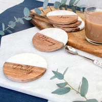 Ensemble de sous-verres en bois de manguier faits à la main avec support, finition blanchie naturelle, accessoires de table rustiques décoratifs pour la cuisine