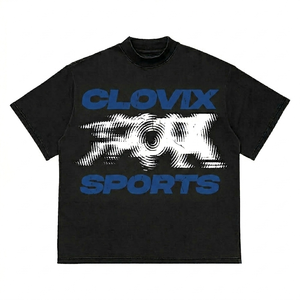 Clovix Sports Mens <b>Top</b> Quality Heavyweight Short Sleeve T Shirt Regular Fit Cotton Graphic Printed Casual Summer Apparel - Product Image 5