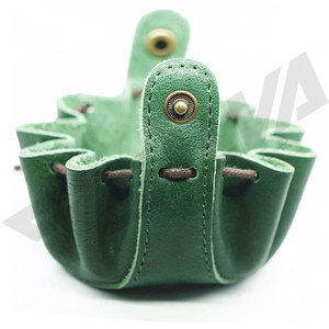Pochette à dés en cuir véritable vert de haute qualité pour quatre dés, durable pour les jeux de D&D, vente en gros - Product Image 4