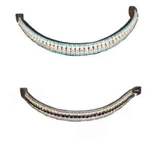 Bandeau de tête de cheval en cuir véritable de qualité supérieure avec incrustation de cristaux Swarovski - HORZE N PET HB-003 Racing - Couleur et taille personnalisables - Product Image 1