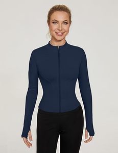 Camiseta de Yoga para Mujer INDEX, Azul, Media Cremallera, Manga Larga, Ajuste Ceñido, Transpirable, Poliéster, Ropa Deportiva, Diseño Sin Costuras, Color Sólido - Product Image 1