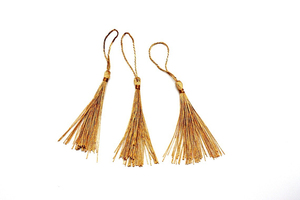 Marcapáginas de borla de seda sintética dorado oscuro, largos accesorios de resina con borlas artesanales con volantes y flecos de borla - Product Image 3