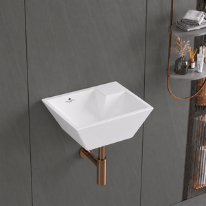 Lavabo mural en céramique moderne pour salle de bain, idéal pour hôtel, maison, appartement - Product Image 2