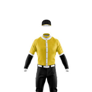Men's Yellow Baseball Jersey With Black Pants And <b>Socks</b> Regular Fit All Seasons Breathable <b>Polyester</b> Solid Color - Product Image 3