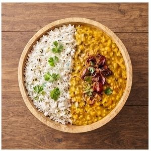 Bol sur piétement en bois de manguier tendance avec plat de service pour riz et curry, décoration de table rustique - Product Image 6