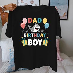 Shark DAD anniversaire garçon imprimé t-shirt pour femmes confort Fit Style décontracté 100% pur coton tricoté tissu - Product Image 3