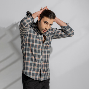 Chemise décontractée à carreaux pour homme, manches longues, col rabattu, respirante, 100% coton, pour l'automne - Product Image 3